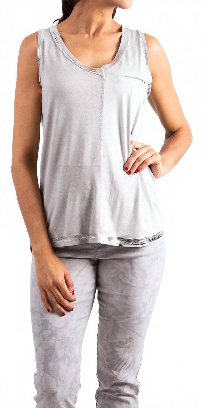 NEW GIGI MODA ferno v-neck two tone tank in gray